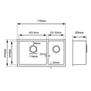 710x450x205mm 1.2mm Handmade Round Corners Double Bowls