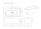 Bullion Ultra-Thin Back-to-Wall Bathtub - Gloss White (Multi size)