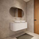 Bergen Curve Matte White 1200mm Fluted Groove Double Bowl Wall Hung Vanity