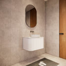 RIVA Bergen Curve Matte White 750mm Fluted Groove Wall Hung Vanity