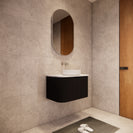 RIVA Bergen Curved Matte Black 750mm Fluted Groove Wall Hung Vanity