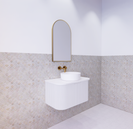 RIVA Bergen Curve Matte White 750mm Fluted Groove Wall Hung Vanity