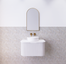 RIVA Bergen Curve Matte White 750mm Fluted Groove Wall Hung Vanity