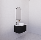 RIVA Bergen Curved Matte Black 750mm Fluted Groove Wall Hung Vanity