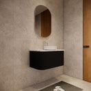 RIVA Bergen Curved Matte Black 900mm Fluted Groove Wall Hung Vanity