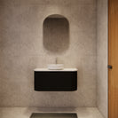 RIVA Bergen Curved Matte Black 900mm Fluted Groove Wall Hung Vanity