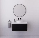 RIVA Bergen Curved Matte Black 900mm Fluted Groove Wall Hung Vanity