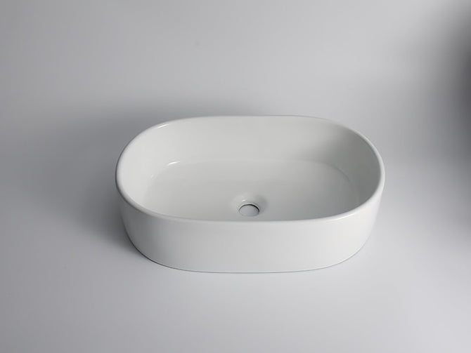 Elaine Pill Shaped Gloss white Above Counter Basins 560*350*140mm
