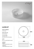 Lucid 370mm Fluted Gloss White Round Above Counter Basin