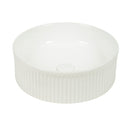 Lucid 370mm Fluted Gloss White Round Above Counter Basin