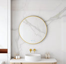 Maia LED Round Mirror 600/750/900mm – Brushed Gold Frame