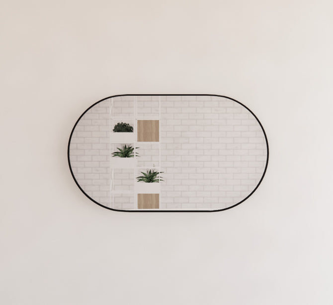 Black Framed Oval 1200x700mm Mirror Wall Mounted
