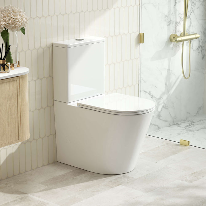 Oxford tornado rimless back to wall toilet suite with slim soft close seat