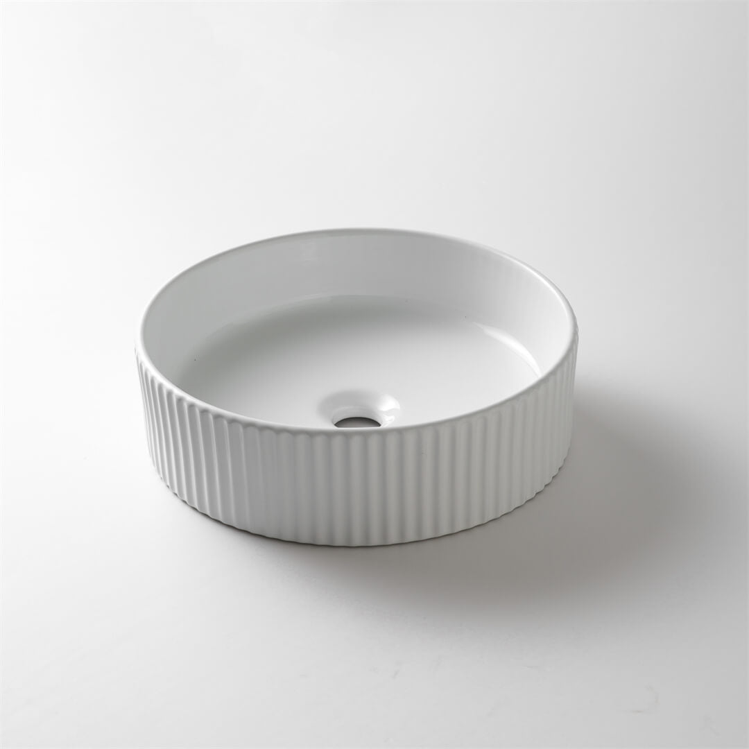 Round Fluted 400mm Above Counter Basin My Bathroom Depot Round Fluted 400mm Above Counter Basin My Bathroom Depot