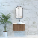 RIVA Bergen Curved Solid Timber 750mm Fluted Groove Wall Hung Vanity