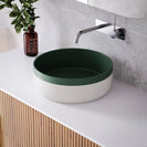 Claya Olive 370mm Matte Green and Matte White Counter Top Basin