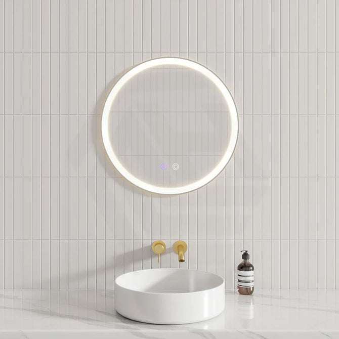 My Bathroom Depot Riva R3 LED round mirror brushed nickel