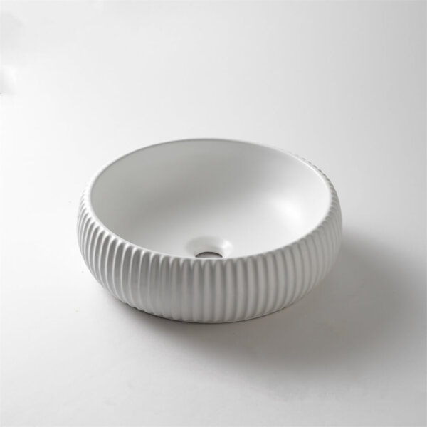 Round Fluted 420*420*125mm Above counter basin MATTE WHITE