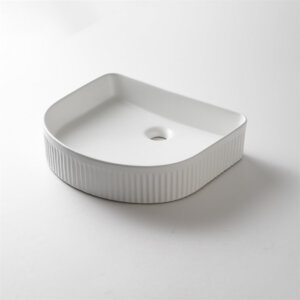 Fluted Arch Shaped Gloss white Above Counter basin 415*365*100mm