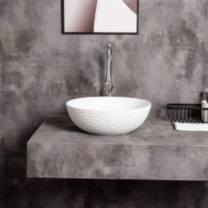 Melon Wavy Texture Matte white Round Above Counter Basin