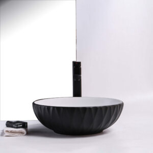 Rubby Texture Matte black Round Above Counter basin