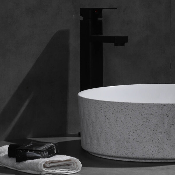 Diamond Round Above counter art basins Textured Matte white 360*360*125mm