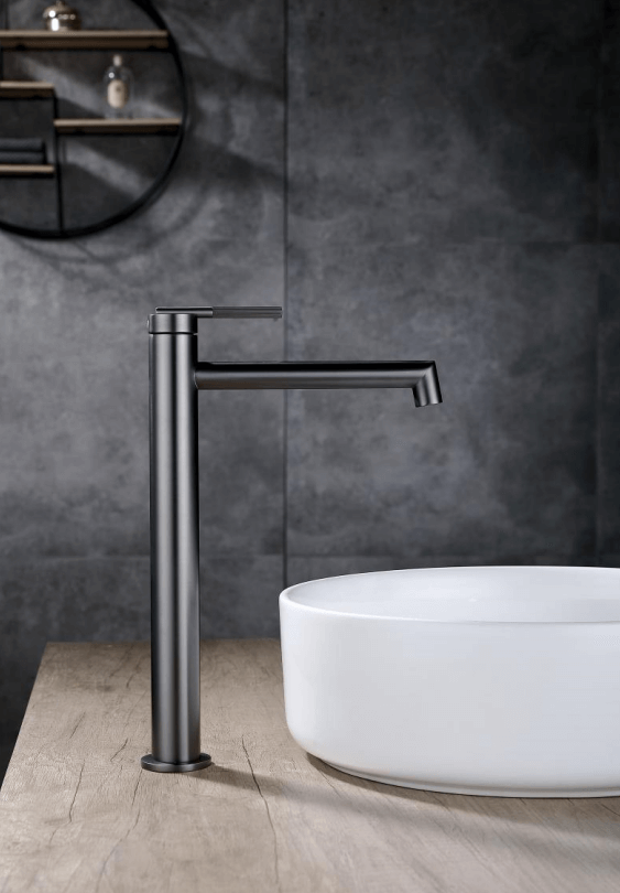 CADDENCE Brushed Gunmetal Grey Tall Basin Mixer