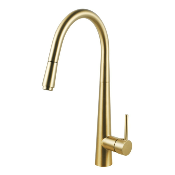 Round Brushed Gold Pull Out Kitchen Sink Mixer Tap.My Bathroom Depot