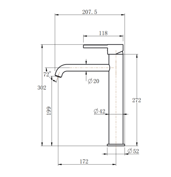 LUCID PIN Series Round Tall Basin Mixer