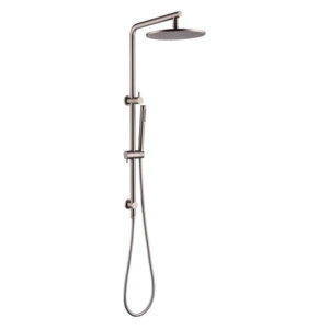 Brushed Nickel Right Angle Twin shower Systems Single Hose