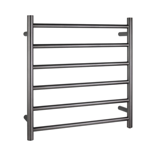 My bathroom depot Round Brushed Gun Metal Grey Heated Towel Rack 6 Bars