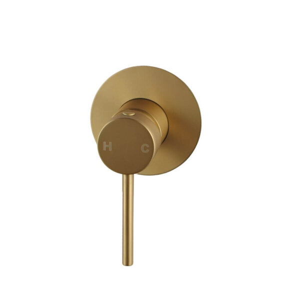 LUCID PIN Brushed Brass Round Shower Mixer (80mm Cover Plate)