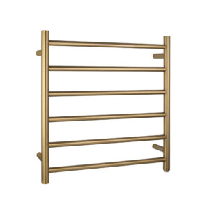 My bathroom depot Round Brushed Brass Heated Towel Rack 6 Bars