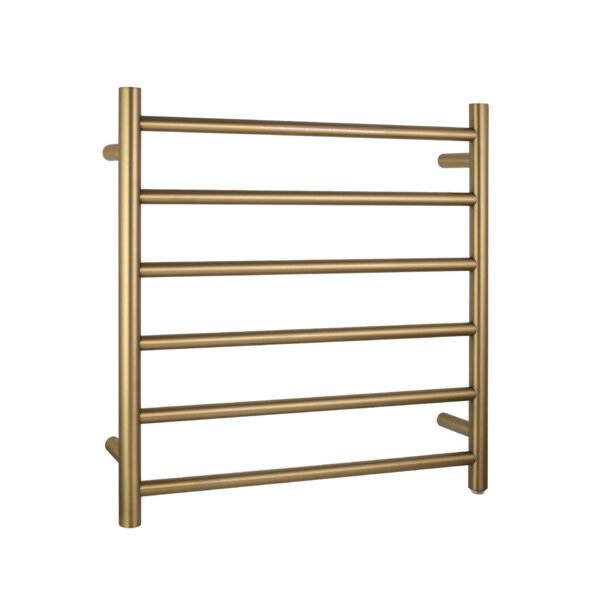 My bathroom depot Round Brushed Brass Heated Towel Rack 6 Bars