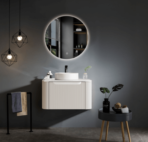 ROME MATTE WHITE FLUTED 600MM SINGLE BOWL WALL HUNG VANITY-My BATHROOM DEPOT