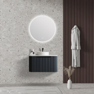 My Bathroom depot ROME Matte Black 750mm FLUTED WALL HUNG VANITY